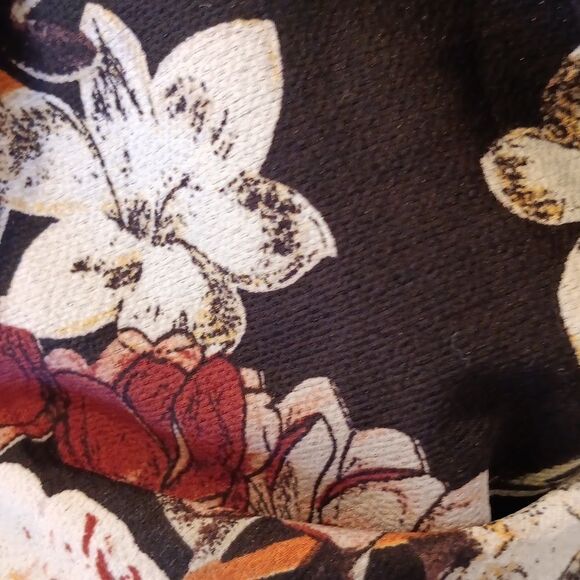 Amaryllis Black Floral A-line Top. Dark Floral. - Picture 9 of 10